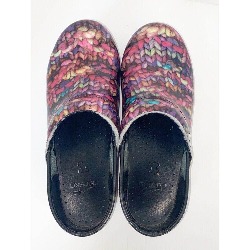 Dansko Clogs Rainbow Yarn Patent Leather Slip On Comfort Professional Shoe 38/8 - Picture 8 of 13